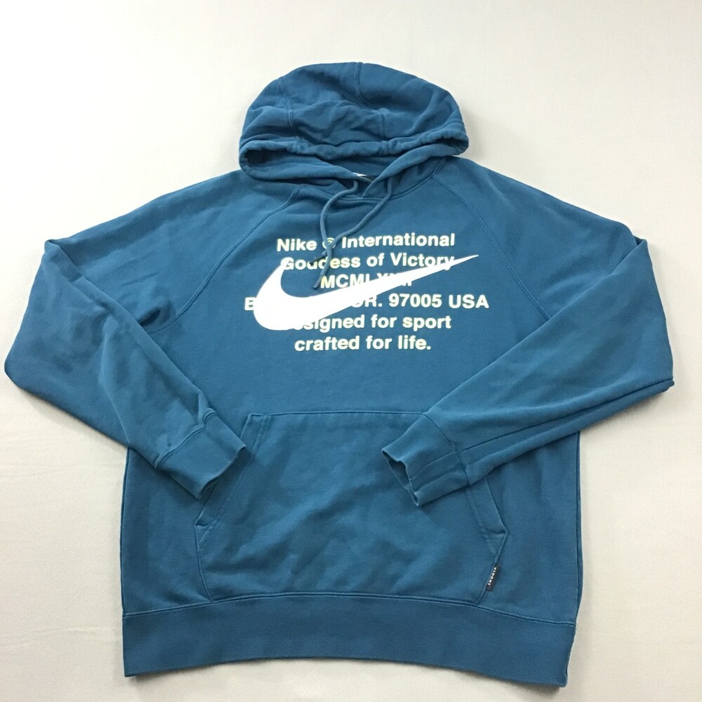 Nike Hoodie Men Medium Blue Fleece Pullover NSW French Terry Big Swoosh M
